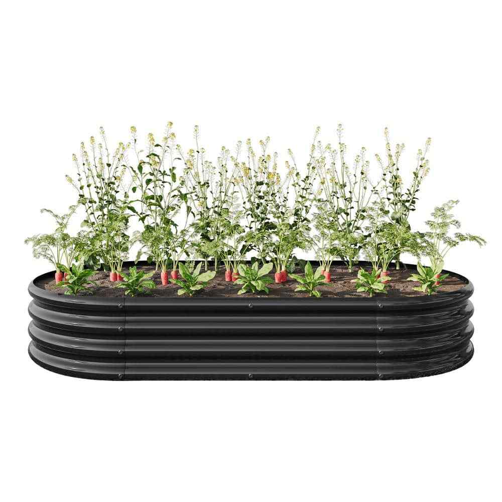 70.86 in. x 11.42 in. Oval Large Metal Raised Planter Bed Outdoor Garden for Pla