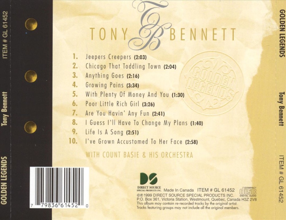 TONY BENNETT GOLDEN LEGENDS NEW CD