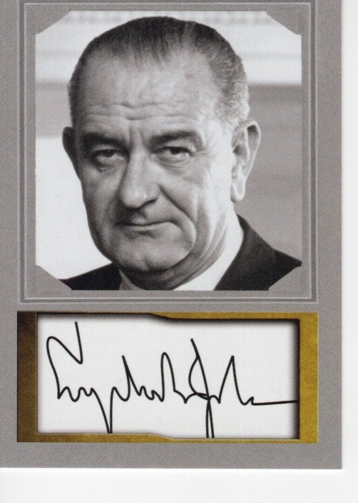 LYNDON JOHNSON ~  Presidential ACEO Portrait D. Gordon Facs Auto  * NM+ #36
