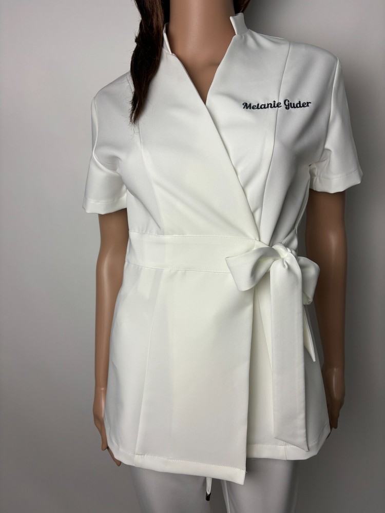 Luxury embroidered spa tunic for beauty professionals