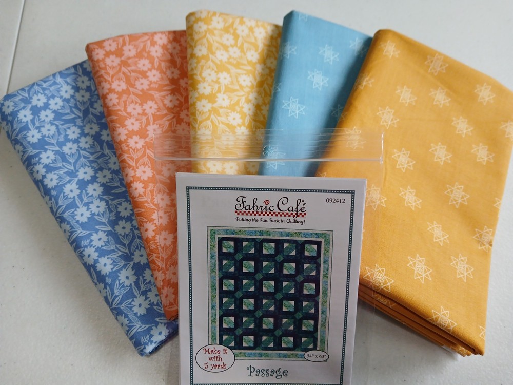 Bundle 5 yard, Fabric Cafe pattern, Quilt Kit, Coordinated focus, lgt,drk