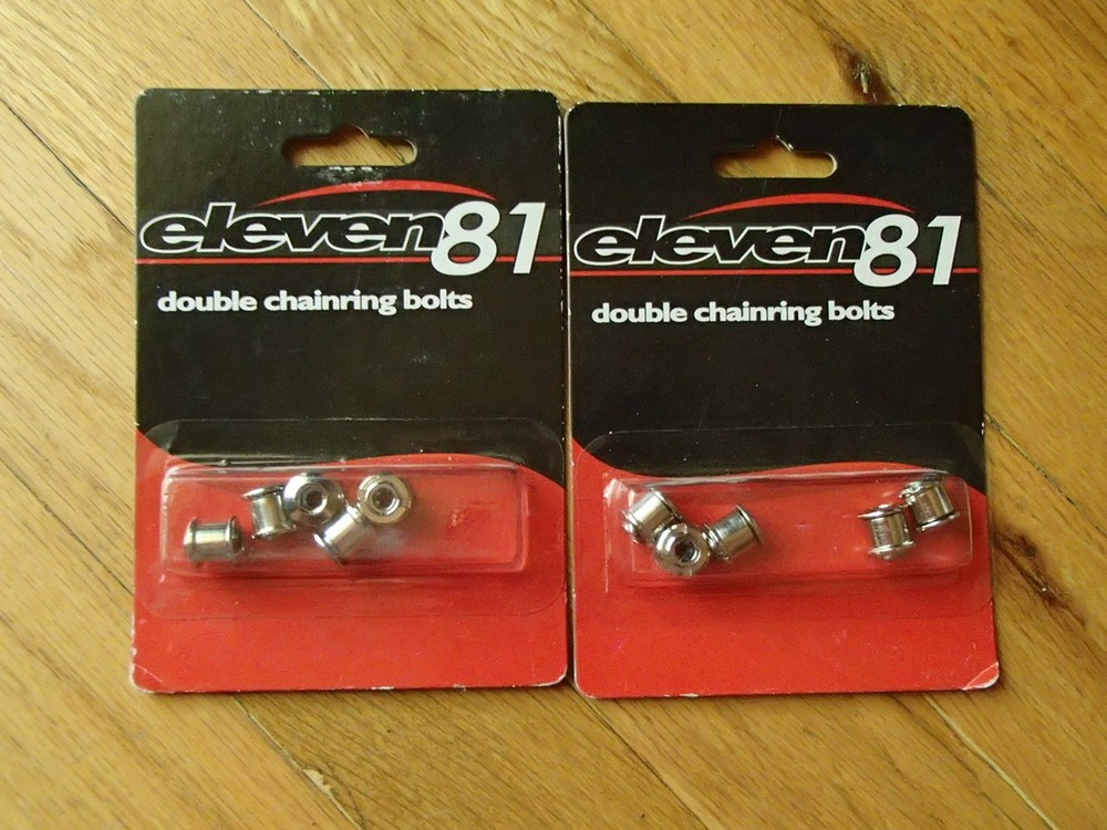 lot of 2 new in package ELEVEN81 double chainring steel bolts CRKP1040 M8 x 8.5-image