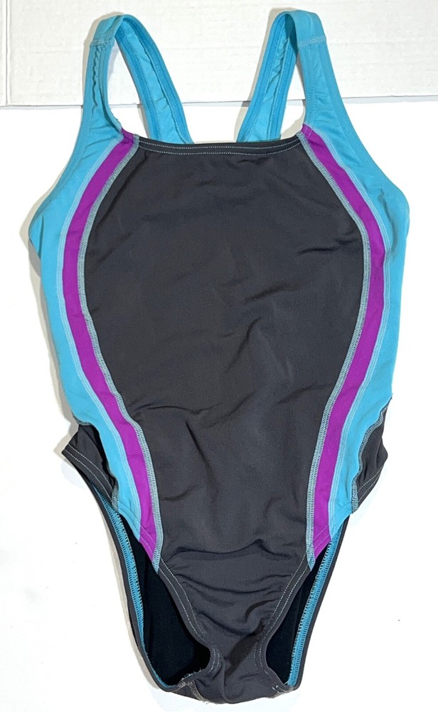 Speedo Race Quantum Splice Super Pro Striped One-Piece Swimsuit Size 30