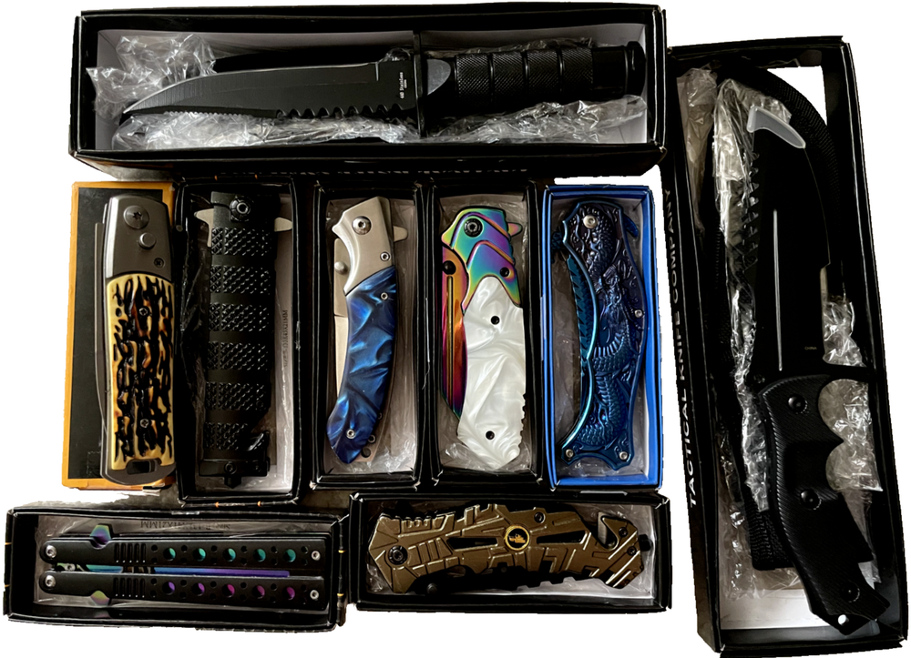 9-Piece Tactical Knife Set Hunting Folding Pocket Fixed Blade Survival EDC