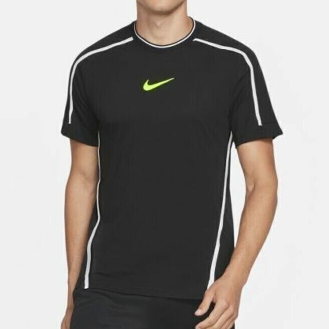 Nike Dri-FIT Mens Short Sleeve Training Gym CrossFit Shirt Black Volt M L XL