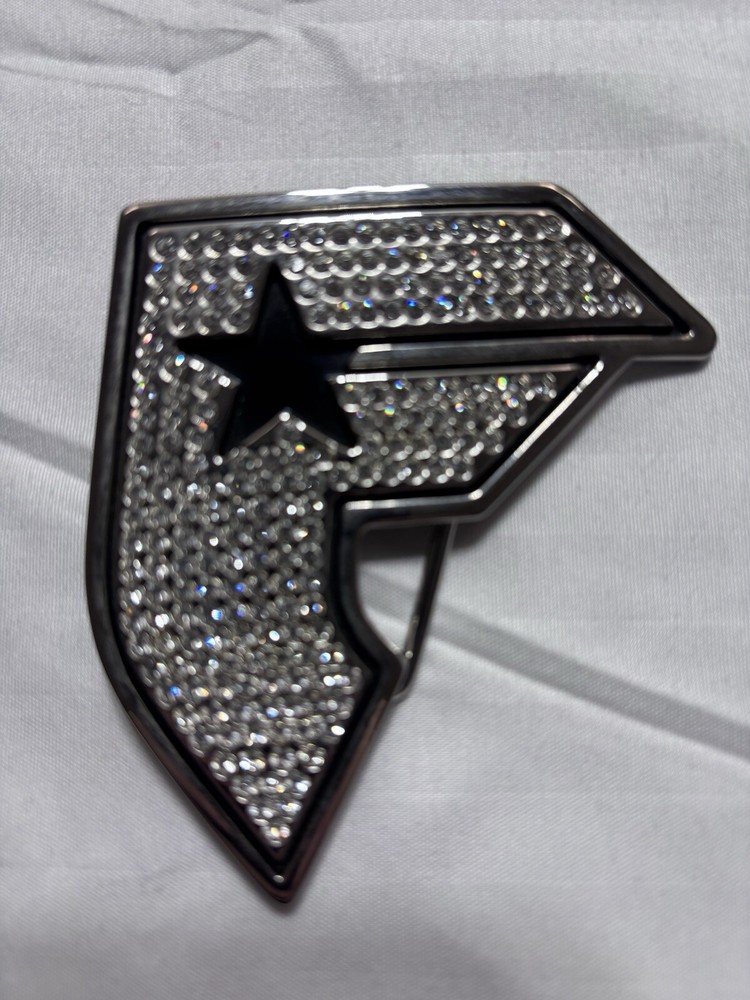 Men Women Cosplay Famous Star and Straps Belt Buckle Initial F Silver Metal 3”