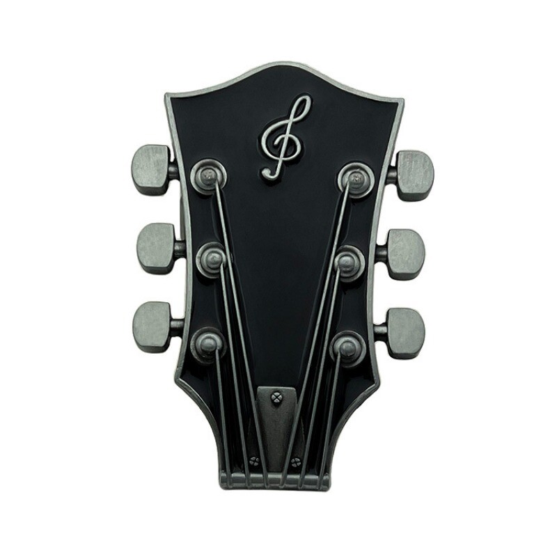 Western Belt Buckle for Men & Women Cowboy Rodeo Rock Music Guitar Headstock