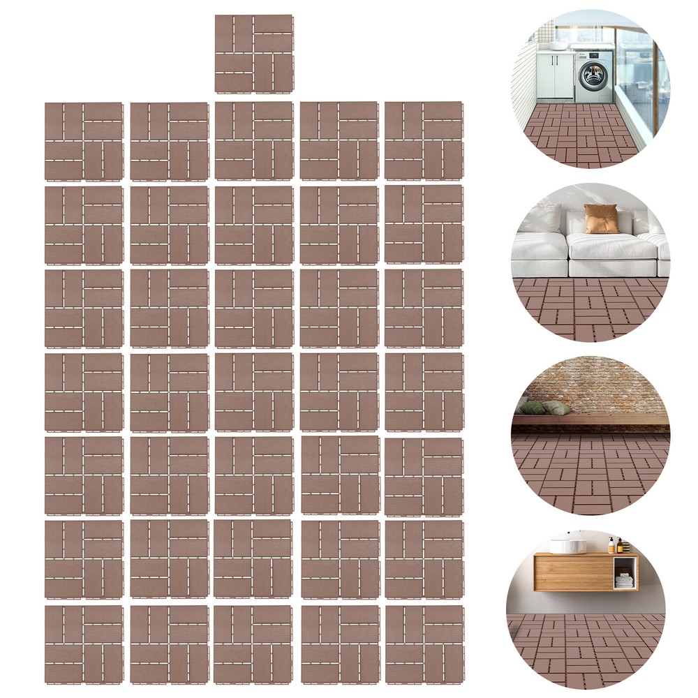 36Pcs Interlocking Wood Deck Tiles for Patio Balcony Outdoor Anti-Warping Flooring