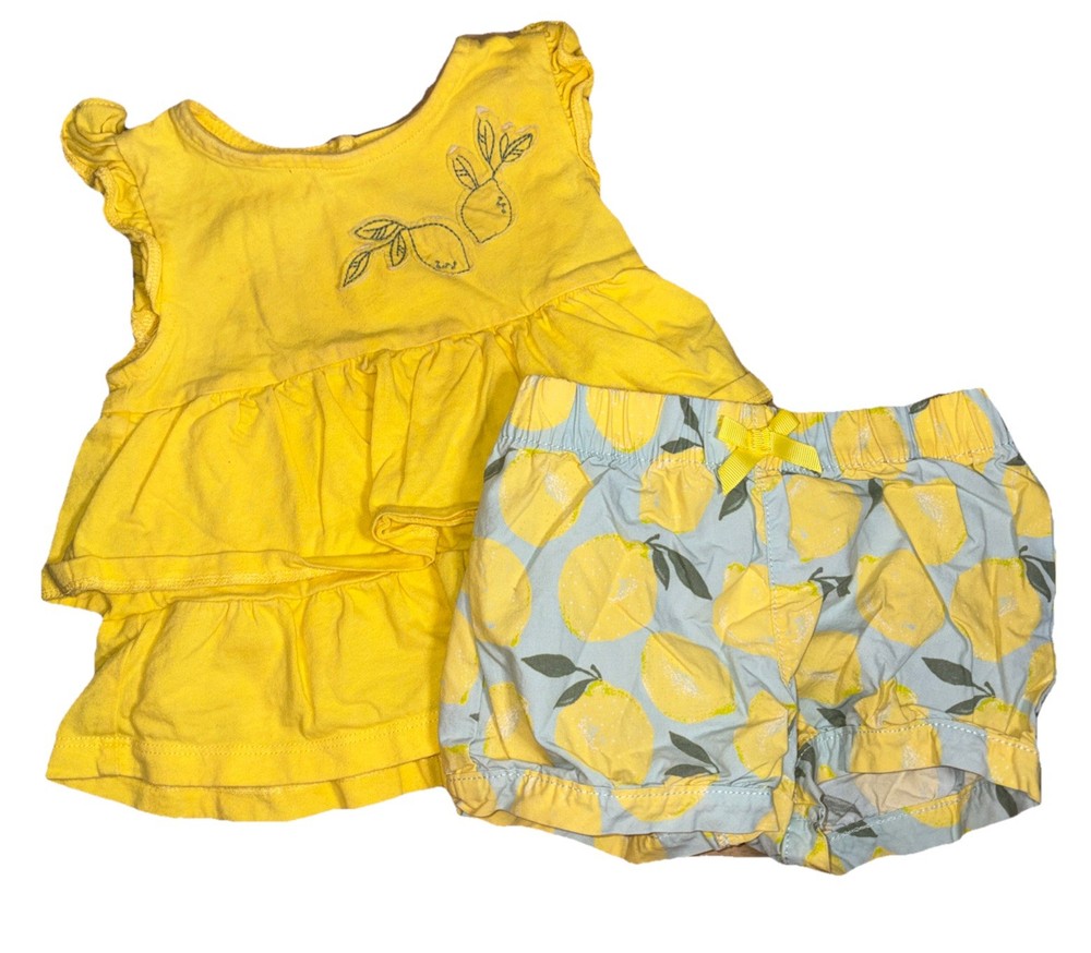 Carter's - just one you - Lemon Design Sleeveless Dress & Shorts Outfit 18M