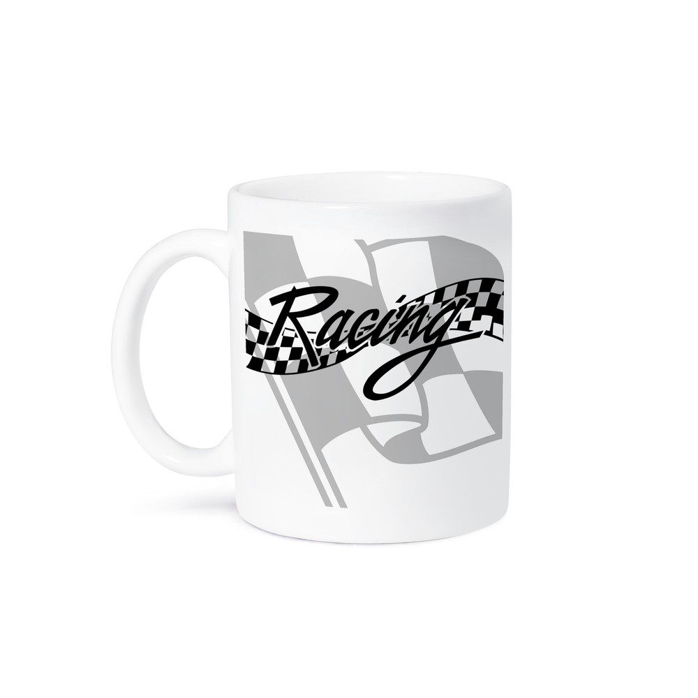 3D Rose Racing Checkered Flag Black and White Coffee Mug  