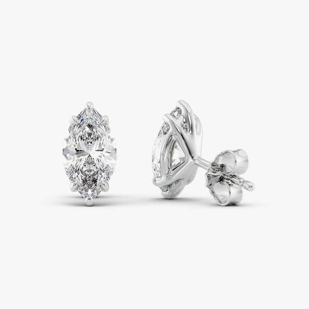 IGI Lab Created Marquise Cut Diamond Stud 14K White Gold Women Earrings 2.00 Ct