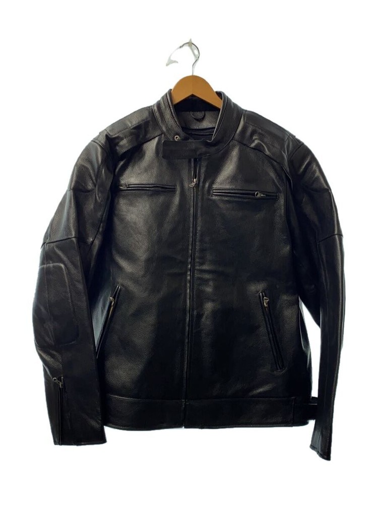 Viiboy Men's Black Plain Leather Blouson Jacket 2246