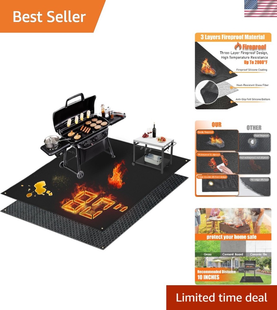 3-Layer Thickening 80x48-Inch Extra Large Grill Mat for Outdoor BBQs