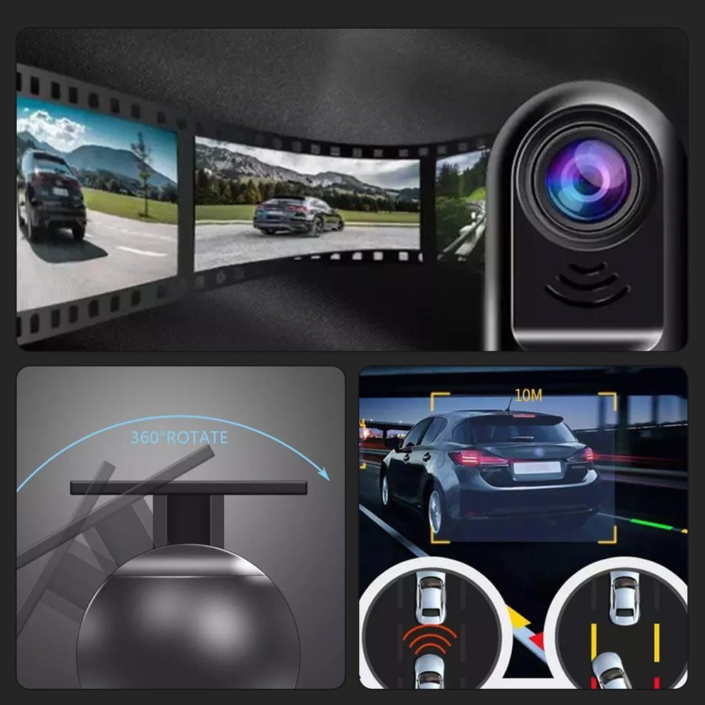 360° Rotating 1080P HD Mini ADAS Dash Cam for Cars