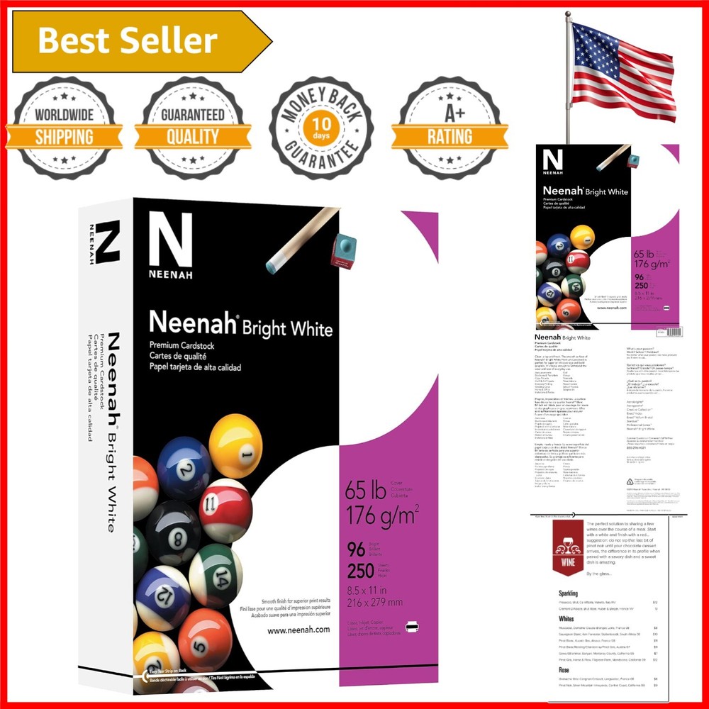 65 lb Bright White Cardstock Pack of 25 Sheets - Ideal for Printing and Crafting