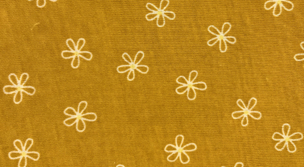 JoAnn- POP! Yellow Flower Outline Jersey Knit Fabric- 2 yards