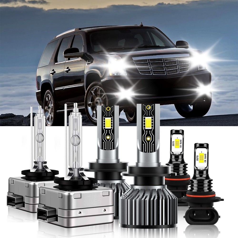 For Cadillac Escalade 2007-2014 6000K LED Headlight High Lo Beam Fog Light Bulbs