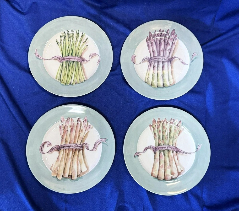 Williams Sonoma ASPARAGUS -- Set of 4 Salad Plates 8 1/4