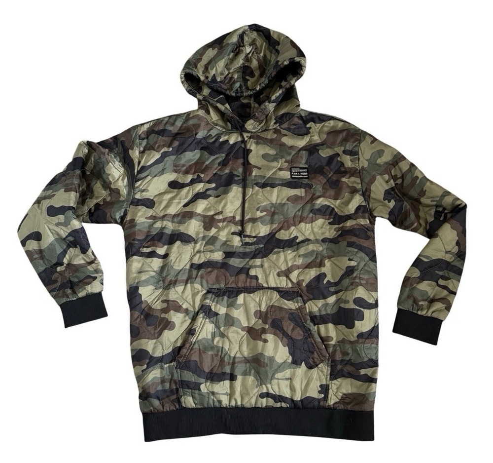 Black Rifle Coffee Company Jacket Mens XL Pullover Camo Quilted Puffer Hooded