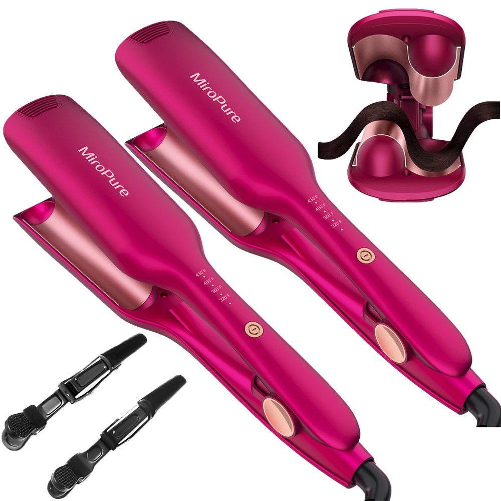 2Pcs Waver Curling Iron Wand Hair Crimper Waver Hair Curler Ceramic Hair Waver