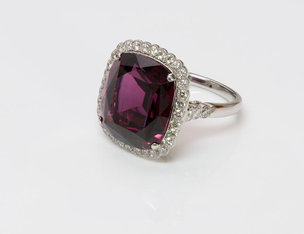 925 Sterling Silver Cushion Cut Rubellite Garnet Ring - Red Gemstone Gift for Women
