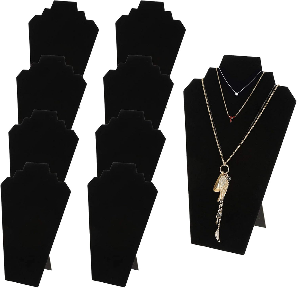 9 Pack Black Velvet Necklace Display Holder 12.5 Inch Jewelry Easel Stand