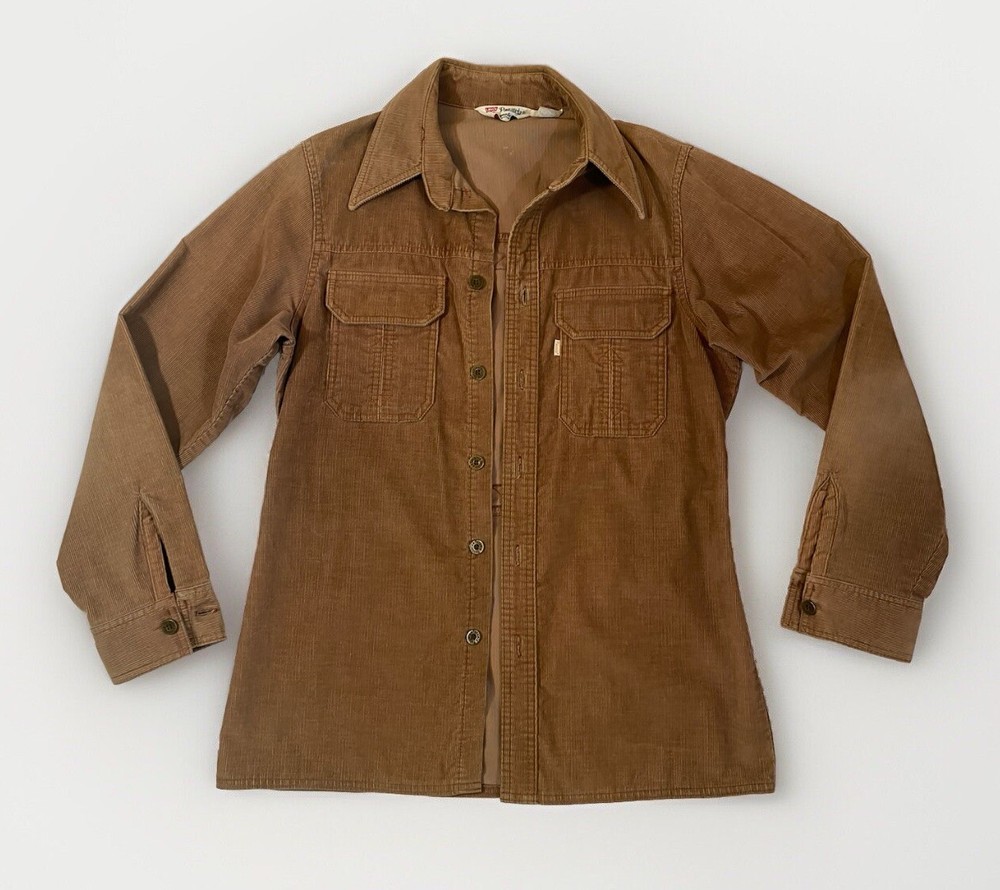 Vintage 70's Levi's Panatela Shirt Jacket Mens Medium  Tan Corduroy Safari