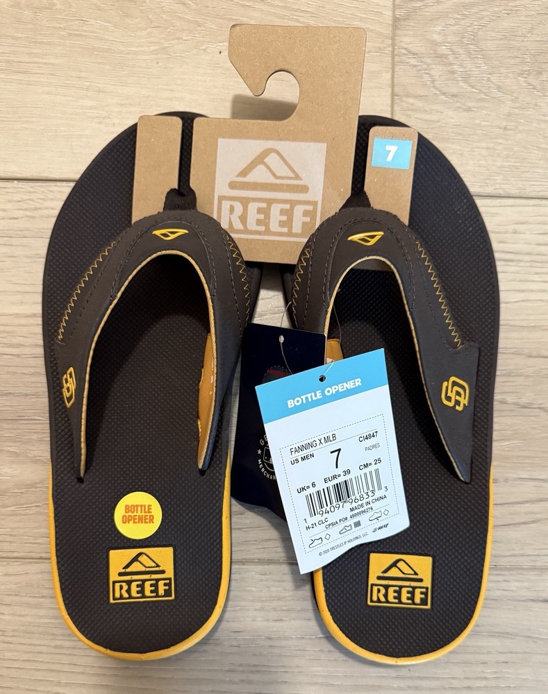 NEW REEF FANNING X MLB San Diego Padres Sandals Flip Flops Men's Size 7