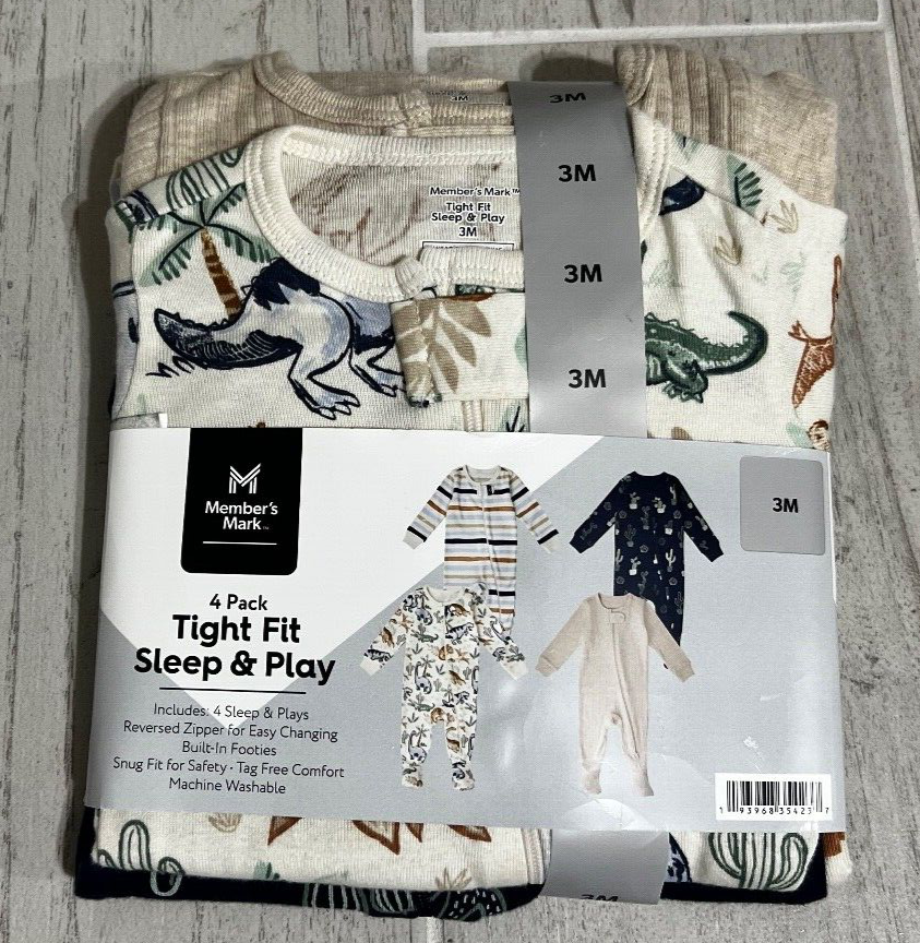 Members Mark Infant Size 3m 4-Pack Snug Fit Footie Sleepers-image