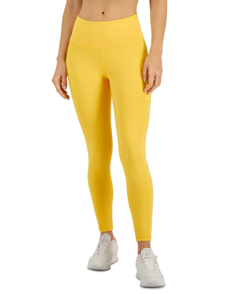 ID Ideology Women S Compression High Waist Side Pocket 7/8 Length Leggings Yello