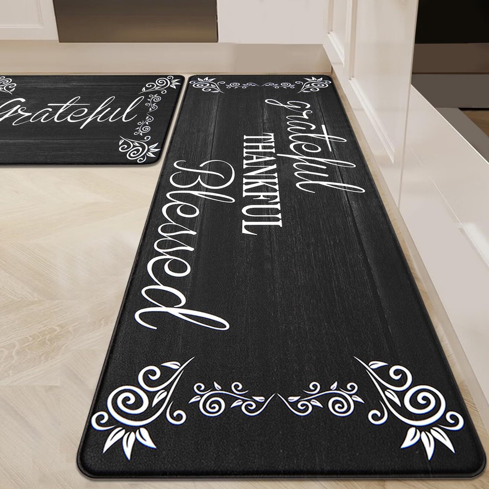 HEBE Anti Fatigue Kitchen Mat Set of 2 Non Slip Cushioned Kitchen Mats for Fl...