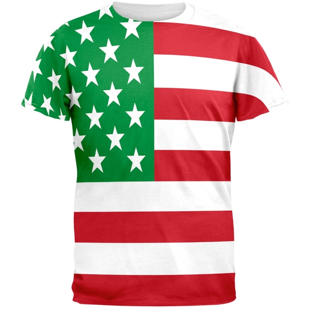 Italian American Flag All Over Adult T-Shirt