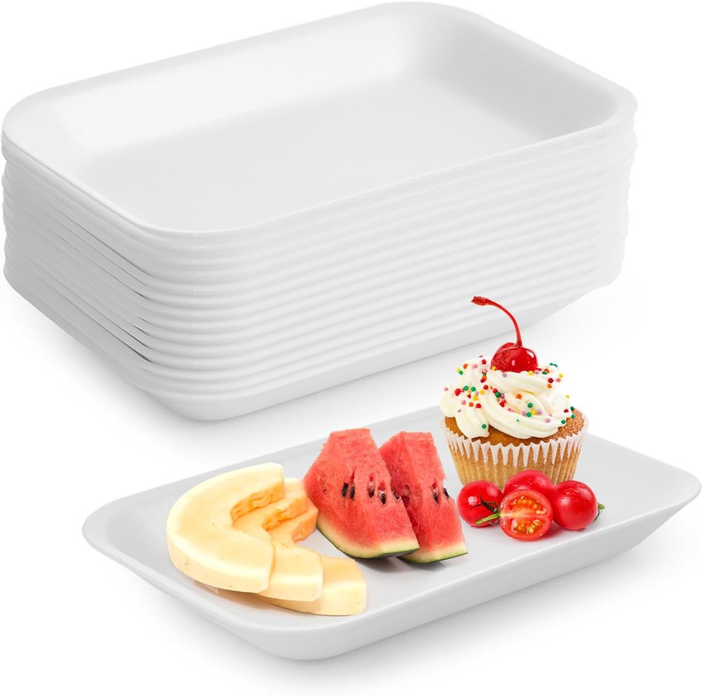 60 Pcs Crafts Foam Trays, White Supermarket one size, 8 x 4.7 x 1 in