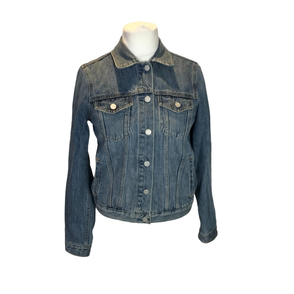 Gap Ladies Denim Jacket Blue Size Small Trucker Jeans Coat Casual Pockets Button