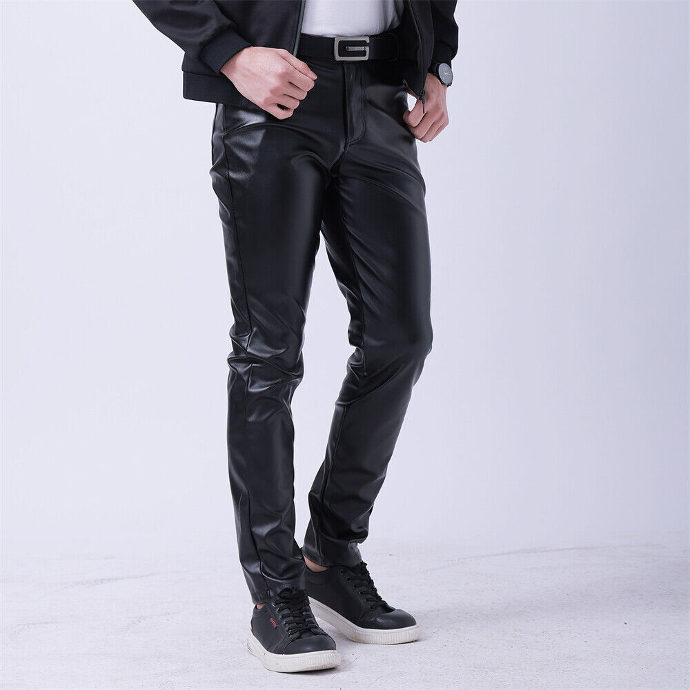 Men's Slim-Fit PU Leather Joggers for Workouts, Motorcycle & Casual Wear
