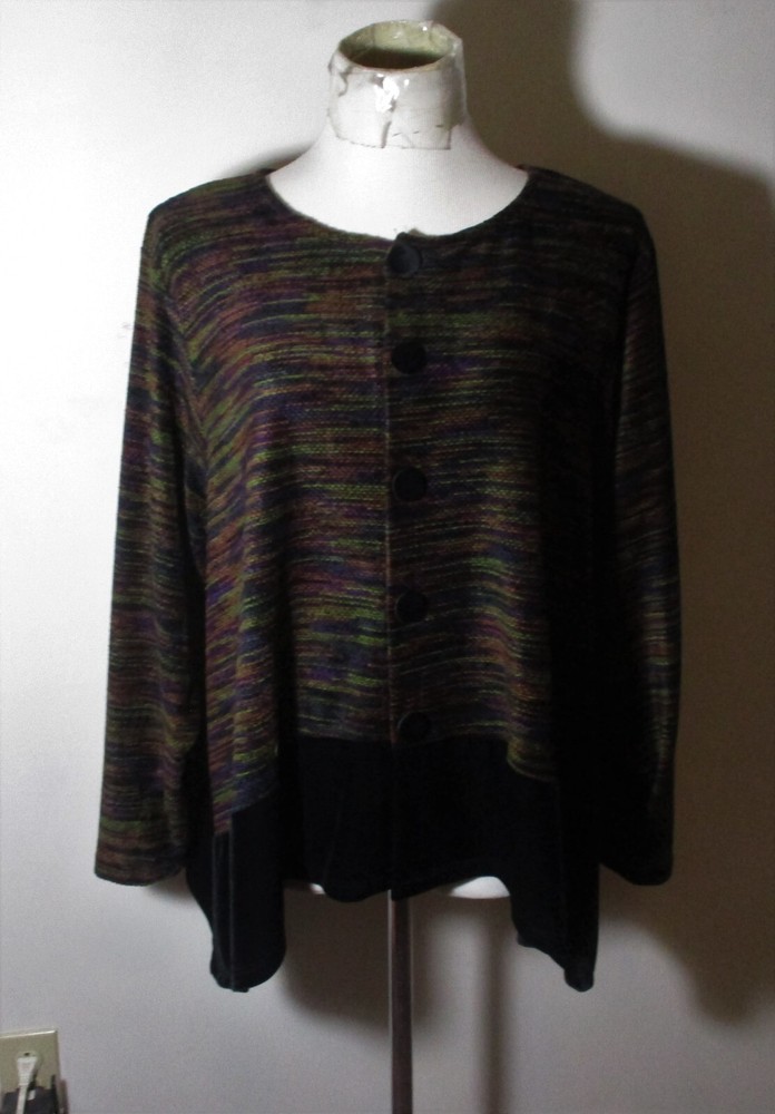 CHICOS Womens Black Relax Cardigan Sweater Size M/L Private Edition NWT