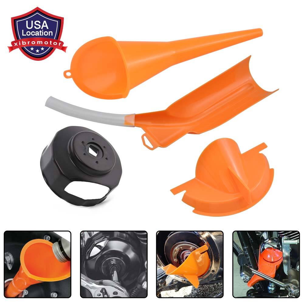Oil Filter Wrench & Transmission Primary Oil Fill Funnel Catcher Kit For Harley