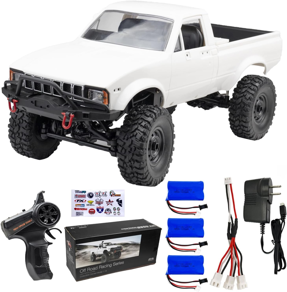 WPL C24 1/16 Scale 4X4 RC Rock Crawler Truck with 3 Upgraded 1200mAh Batteries