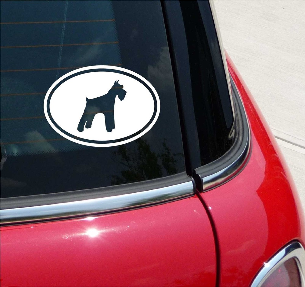 Euro Schnauzer Dog Graphic Decal Sticker Car Wall Oval NOT Two Colors