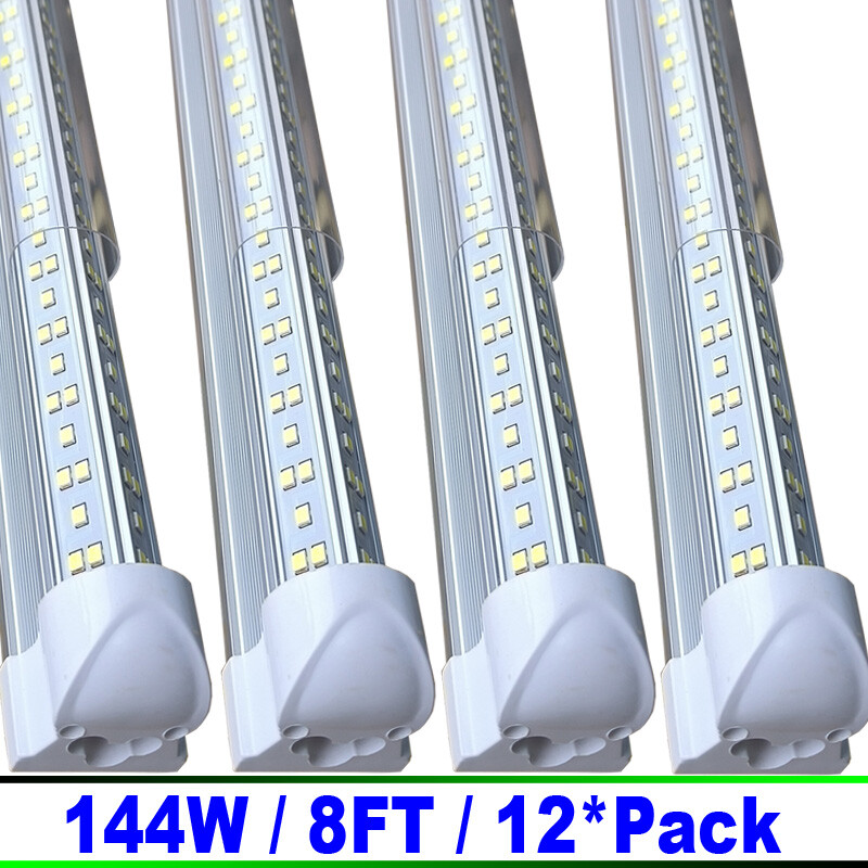 12-Pack 8Ft LED Shop Light 144W Linkable Ceiling Tube Fixture Daylight 6500K