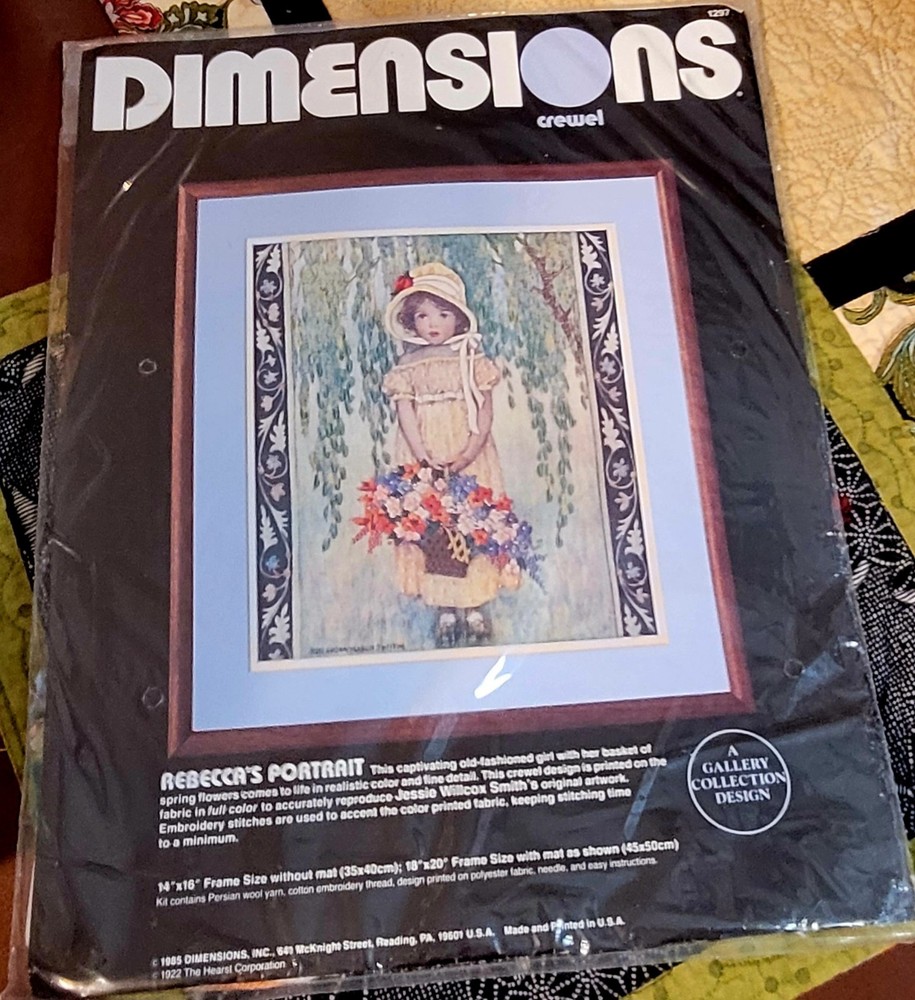 Dimensions Rebecca's Portrait #1297 Crewel Embroidery Kit Gallery 1985
