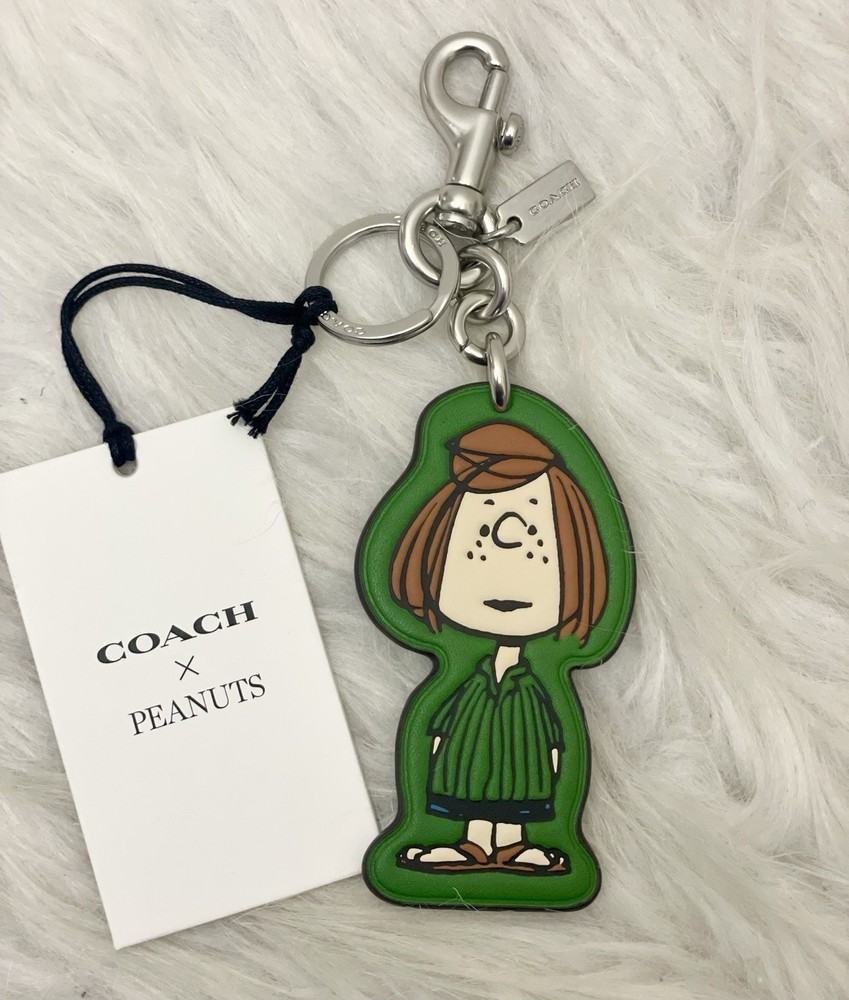 NWT Coach x Peanuts Peppermint Patty Bag Charm CBG57 Green Multi - Fast Shipping