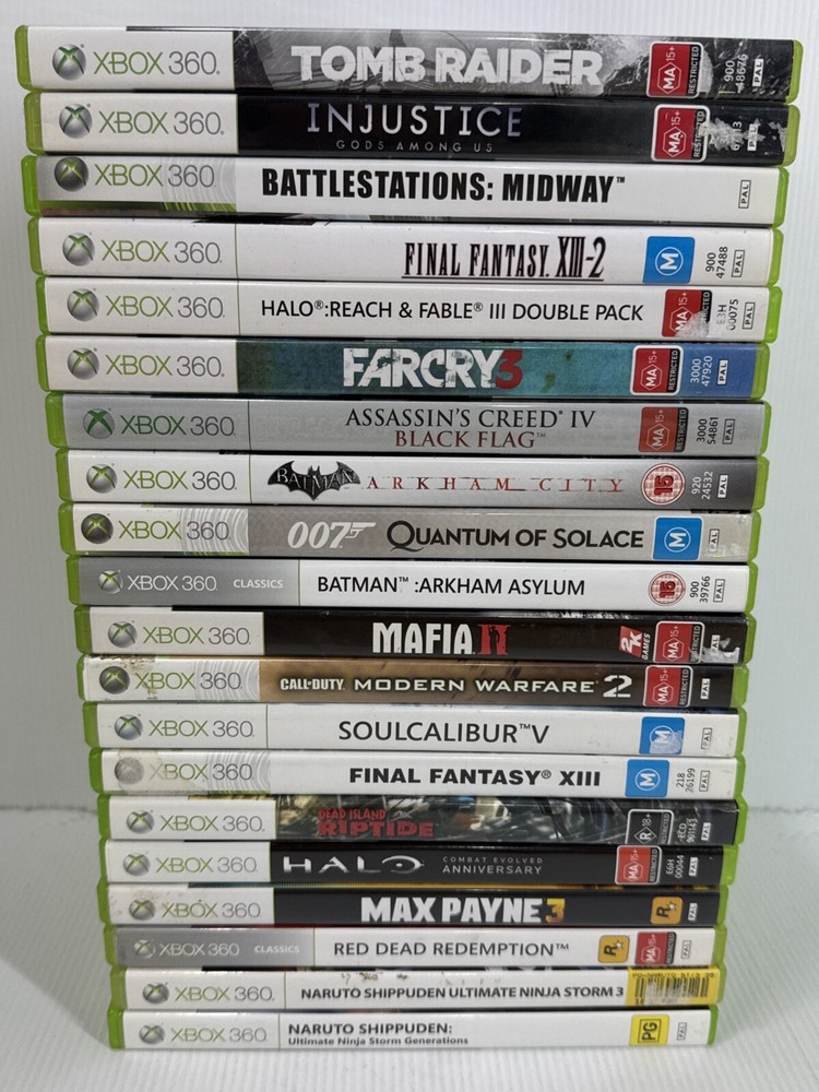 Bulk Bundle Microsoft Xbox 360 X 20 Games Halo Batman Naruto Farcry Manuals PAL