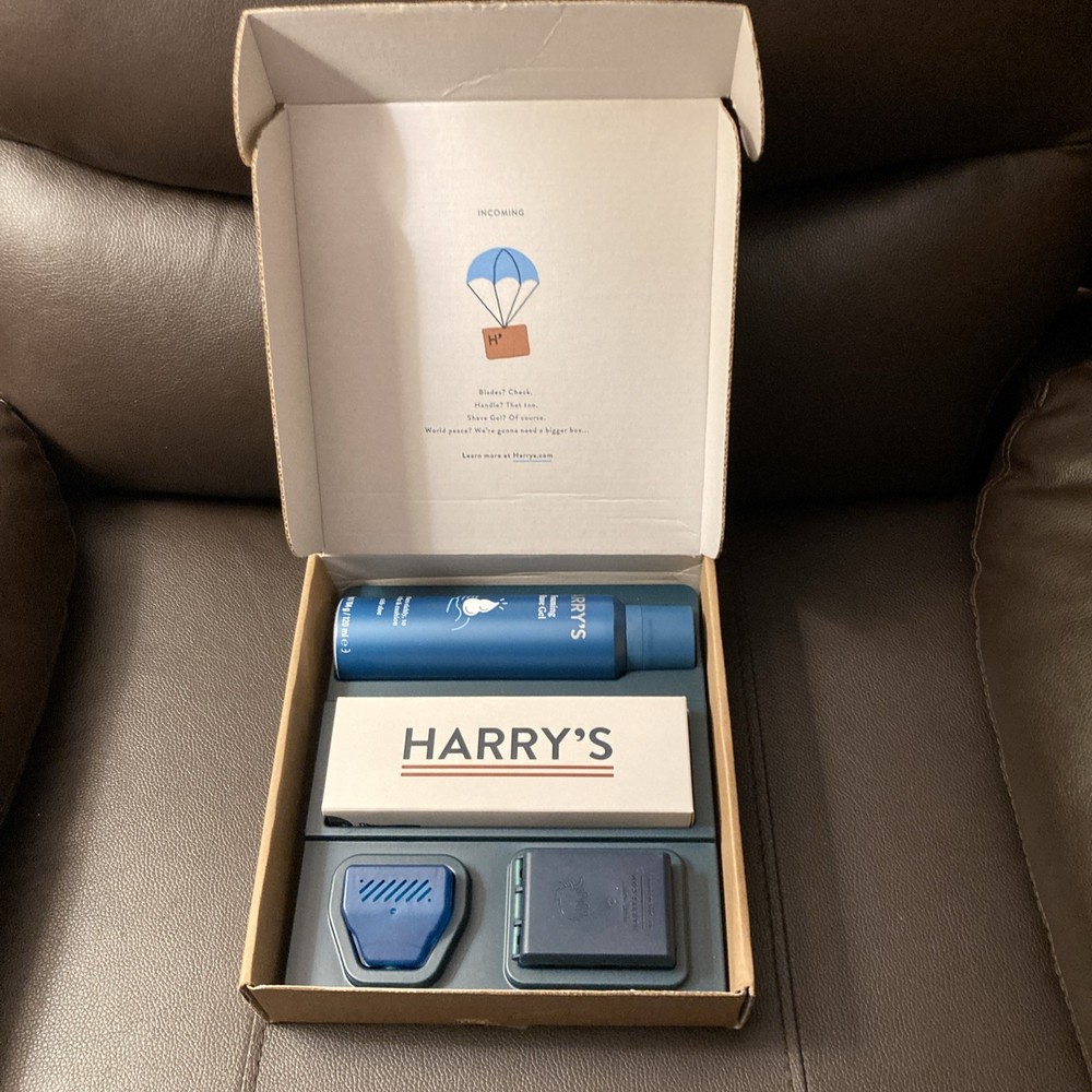 Harry's Razor Starter Set W/ Handle, Shave Gel, Razor Cover & Cartridges Orange