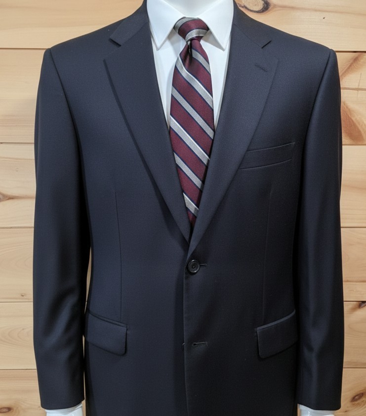 Brioni Italy Neiman Marcus Mens Sport Coat Blazer 100% Wool Black Blue 46 Long