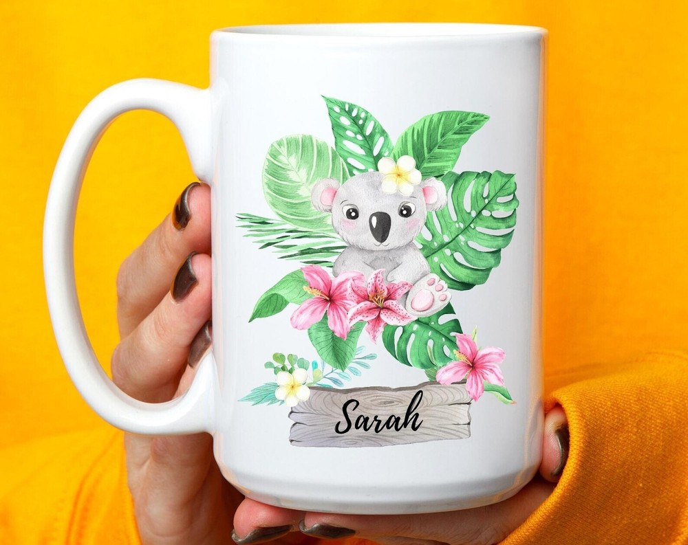 Personalized Koala Coffee Mug with Custom Name for Birthday Gift