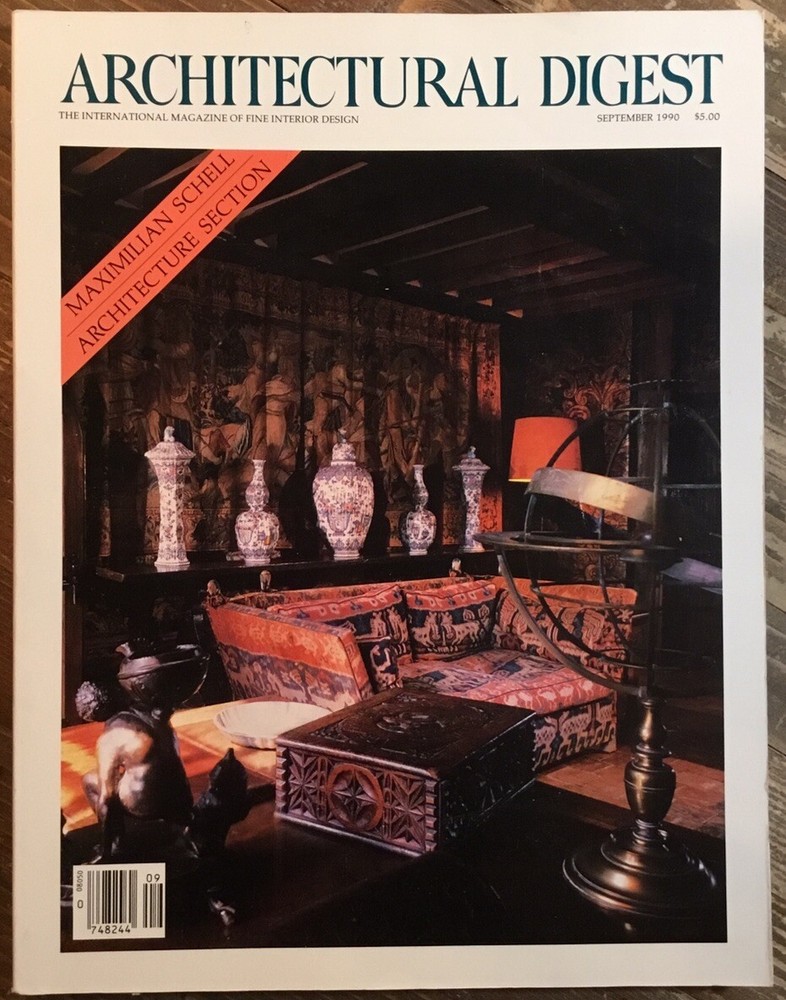 Architectural Digest Magazine September 1990 Library of Chateau de Meautry