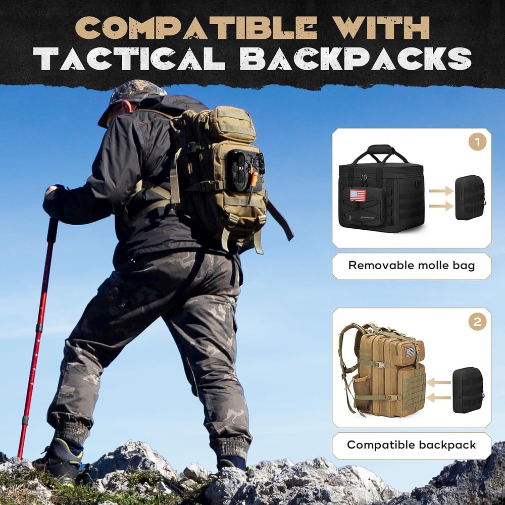 Tactical Insulated Lunch Bag for Men - Large Leakproof Soft Cooler Box