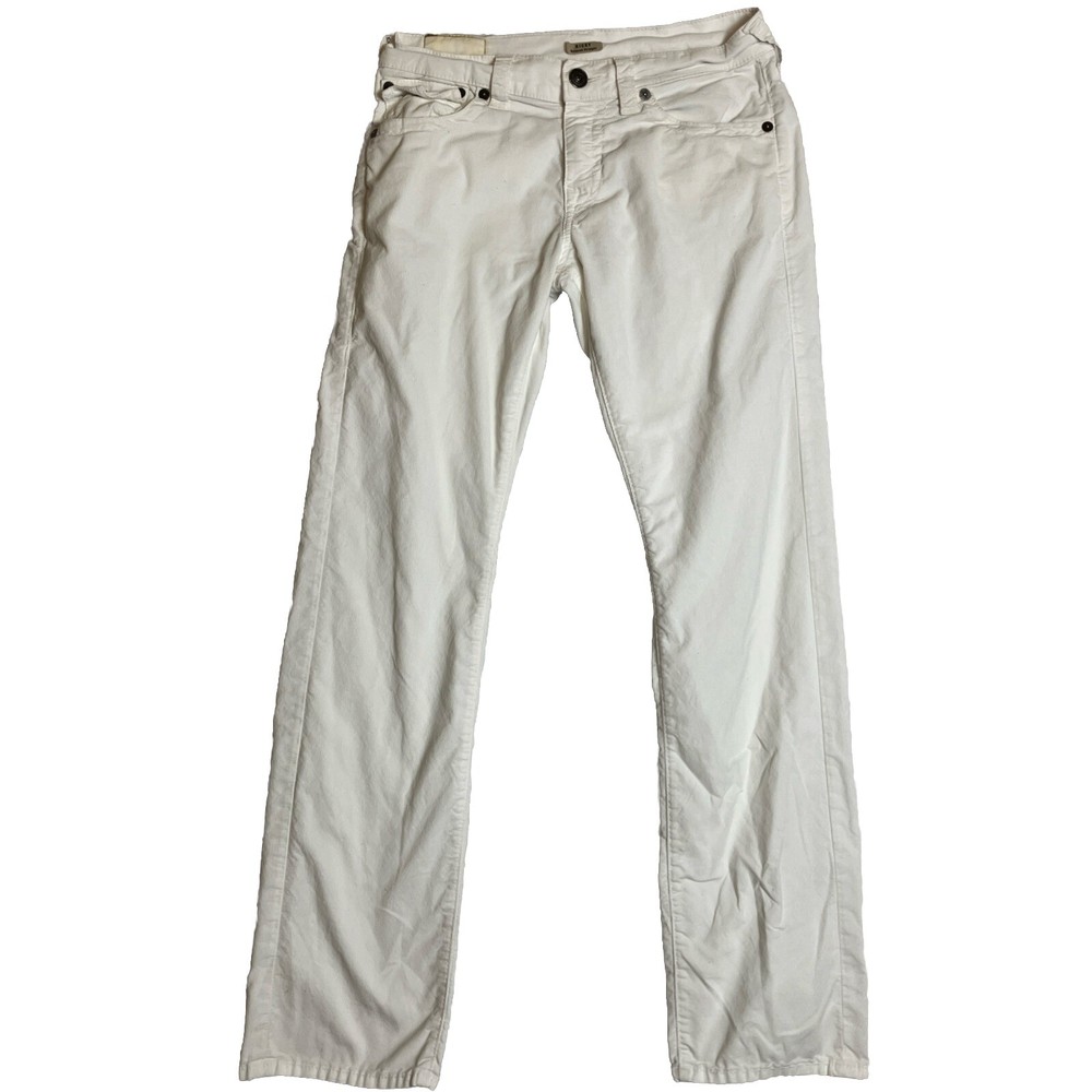 True Religion Jeans Mens 31 Ricky Relaxed Straight Light Wash White  Denim 32x32
