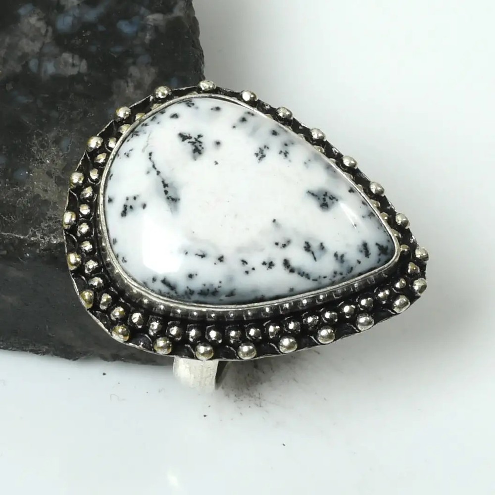 Dendrite Opal Gemstone Handmade Ring Jewelry For Unisex US Size-8 AR 15825
